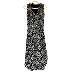 EUC Banjanan Floral Maxi Dress‎ Size Small Black 100% Cotton Sleeveless Layering